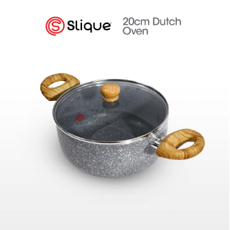 Slique Marble Dutch Oven 20cm [1.5L Capacity] Premium Multi Layer Non-Stick Induction Base