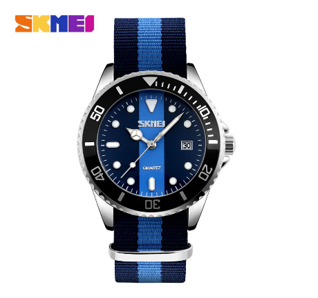 Skmei 9133 Men's Quartz Casual Nylon Band Watches 30ATM Waterproof ALL BLUE