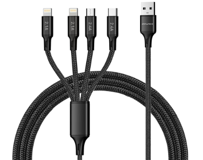Awei CL-129 1500mm 4 in 1 Fast Charge Micro USB Type-C Lightt-ning Cable 2.4A Long Charging Cord