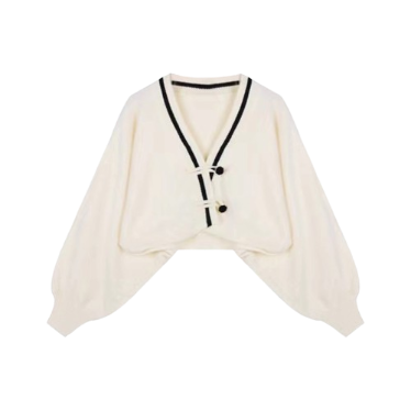 Lovito Women Casual Patchwork Button Front Colorblock Cardigans LNA39146 (White)