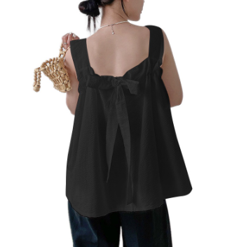 Zanzea Women Sleeveless Square Neck Bowknot Streetwear Casual Tanks