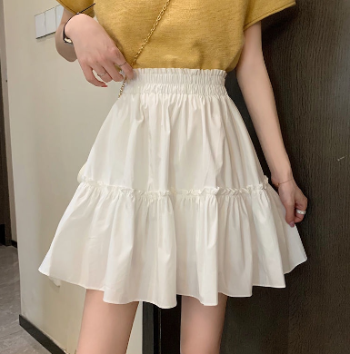 Solid Color Simple Skirt Women's Summer New Short Skirt Fungus Cover Crotch Temperament A-line Large Size