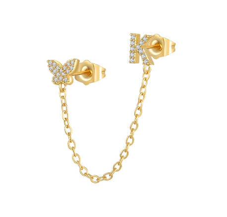 Minimalist Style Fashion Tassel Butterfly Letter Combination Earrings 26 English Letter Earrings Earrings Earrings K