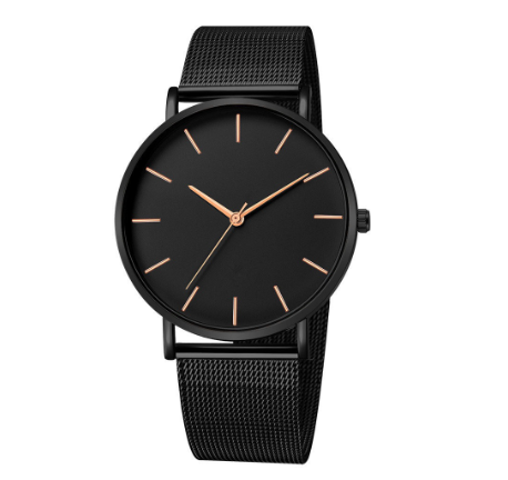 Men Fashion Simple Watch Ultra-thin Mesh Belt Stainless Steel Quartz Watches M5