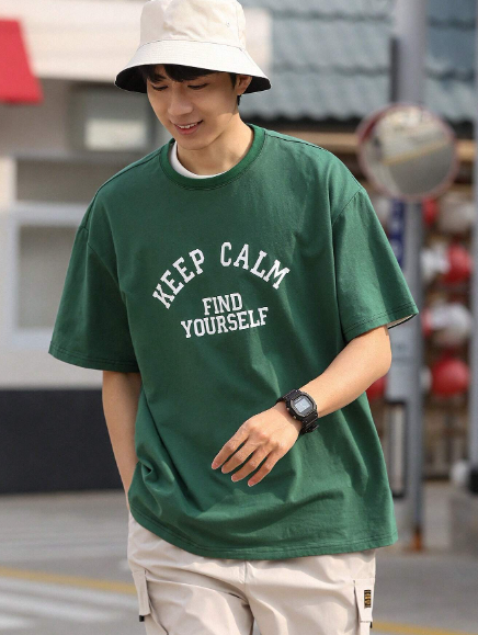 DAZY Men's Back To School Casual Letter Print Short Sleeve T-Shirt For Summer