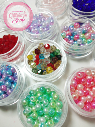 Pearl Beads, Crystal Glass Beads 4mm-6mm with Holes for DIY Jewelry Making Arts & Crafts