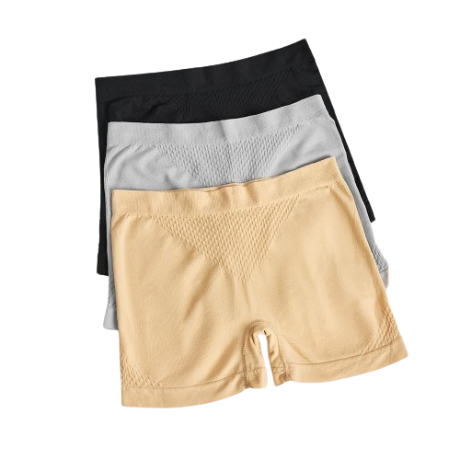Lovito Casual Plain Boyshorts Seamless Safety Pants for Women L48L092 (Apricot/Grey/Black)
