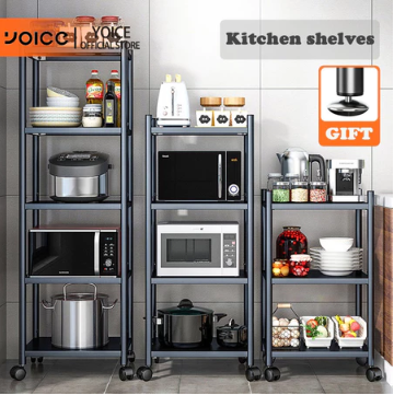 3/4/5 Tier Kitchen Rack Steel Storage Rack With Wheels Multipurpose Kitchen Organizer