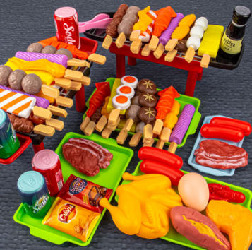 27PCS BBQ Toy Barbecue Set Simulation Kitchen Cooking Toy Grill Set Play House Toys for Kids