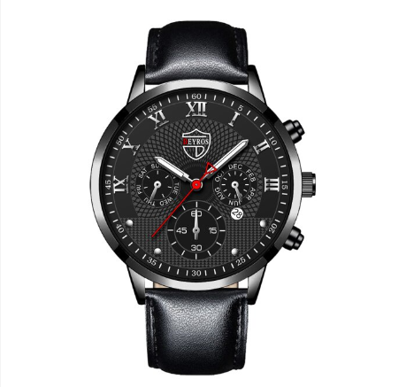 Men's Watch Sale Men's Waterproof Business Quartz Wristwatch Relo Ng Kalalakihan LEATHER BLACK SILVER