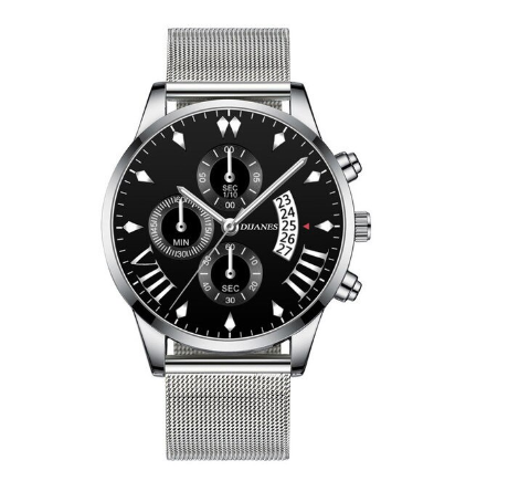 Luxury Gold Mens Stainless Steel Mesh Belt Quartz Watch Men Business Casual Wrist Watches Analog Clock Relo Ng Kalalakihan SILVER BLACK