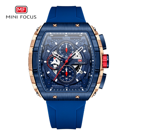 Mini Focus Fashion Barrel Quartz Watch For Men Luminous Waterproof Chronograph Calendar Military Outdoor Sports Luxury Watch GOLD BLUE
