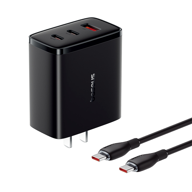 Baseus 65W GaN5 Fast Charging USB Type C Charger Quick Charge for Laptops Tablets PD3.0 QC3.0 Compatible Charge(Black Plus :With