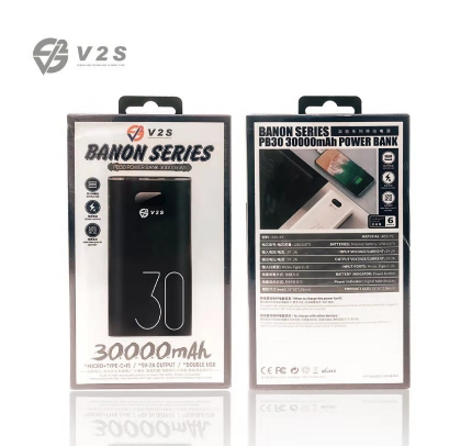V2S PB30 BANON Series High Capacity Power Bank 3 Input Dual Output 30000mAh