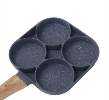 kimh Omelet Pan for Burger Egg Ham Bacon Pancake Maker Wooden Handle Frying Pot Cook