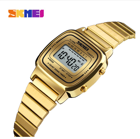 Skmei Women's Fashion Simple Stainless Steel Digital Waterproof Watch 1901 GOLD