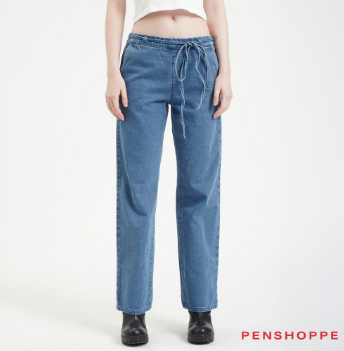 Penshoppe Straight Fit Pull-On Jeans For Women (Blue)