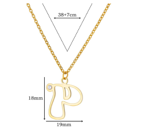 Zircon Initial Letter Necklace for Women Stainless Steel Gold Plated Chains Choker Name Pendant Necklaces New Vintage Jewelry P