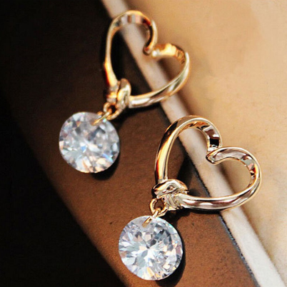 1Pair Women's Elegant Heart Love CZ Crystal Earring Ear Stud