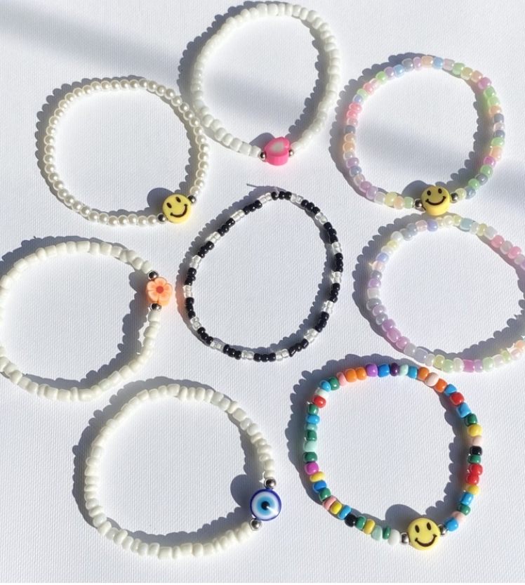 Bracelet Smiley Evil Eye Minimalist Ball Hyunjin  Cherry 6.7 Inches