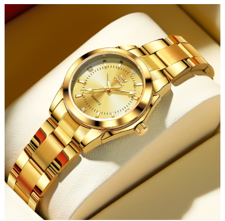 OPK Watch For Women Water Proof Original Stainless Steel With Box Fashion Luminous Quartz Ladies Watch GOLD DIAL GOLD STRAP
