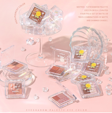 Bayfree Colorful Eyeshadow 3 IN 1 Eyeshadow Palette Eye Color Matte & Giltter High Pigment Easy To Blend Long-wearing 5 Shades Eye Makeup