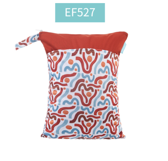 Happy Flute 1PC Reusable Waterproof Fashion Prints Wet And Dry Diaper Bag Double Pocket Cloth Handle Wetbags 30x40CM S8