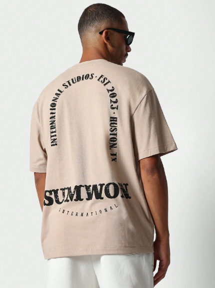 SUMWON Regular Fit Tee With Front And Back Print