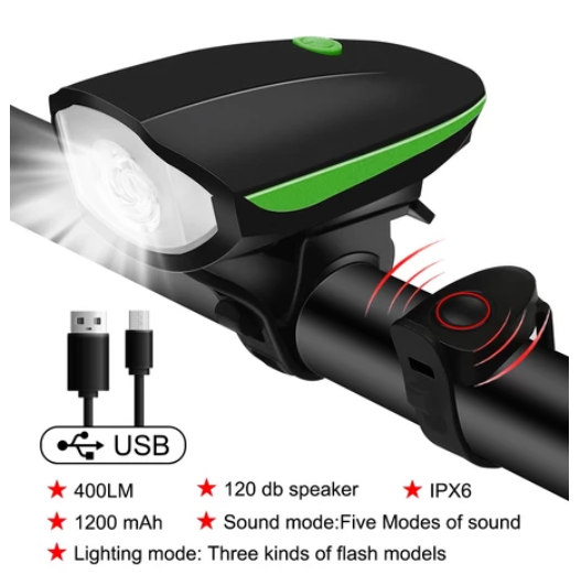 Multi-mode Bike Light with Horn Rechargeable Waterproof Night Light for Mountain Bike Flashlight BL6