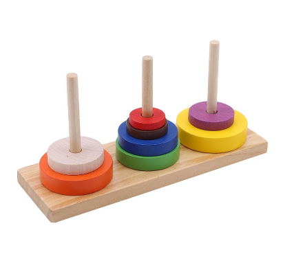Kids Wooden Stacking Rings Rainbow Tower Learning Educational Toy For <JF>