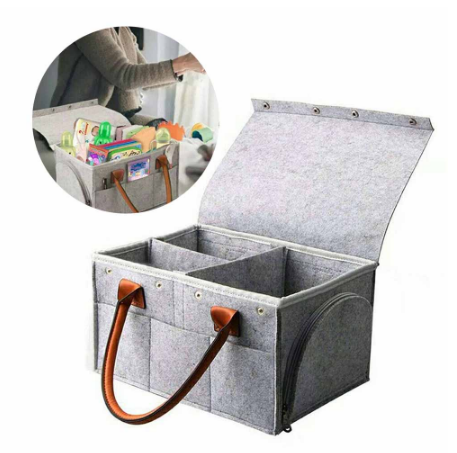 Felt Diaper Bag Baby Diaper Caddy Organizer With Zipper Pocket Portable Nursery Storage Bag