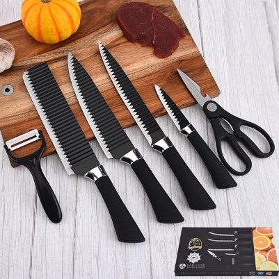 JS 6pcs Kitchen Knife Set with Non-Stick Coating