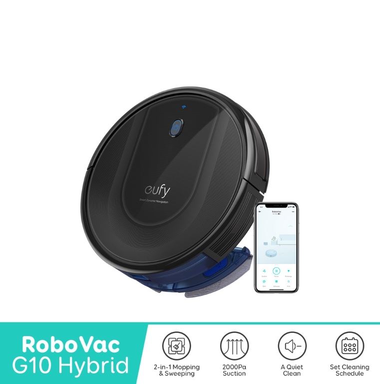 eufy by Anker RoboVac G10 Hybrid, Robot Vacuum Cleaner, Pet Hair Cleaner, Sweep Mop, 2000Pa Suction