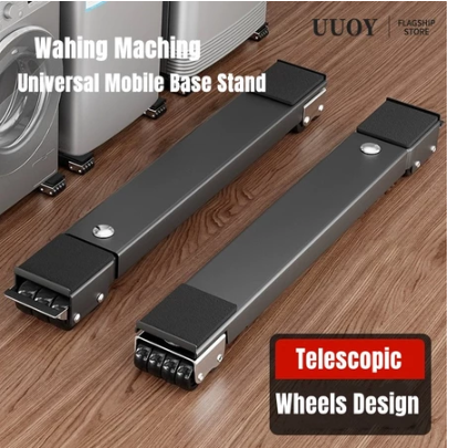 UUOY 2PCS Set Refrigerator Stand with Wheel Adjustable Washing Machine Stand Mobile Base Stand Strong Load-bearing