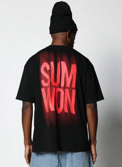 SUMWON Tee With Blur Neon Graphic Print