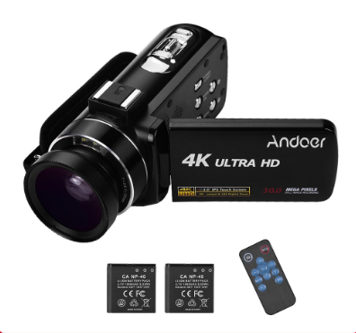 Andoer 4K Ultra HD Handheld DV Professional Digital Video Camera CMOS Sensor Camcorder with 0.45X Wide Angle Lens with Macro Hot
