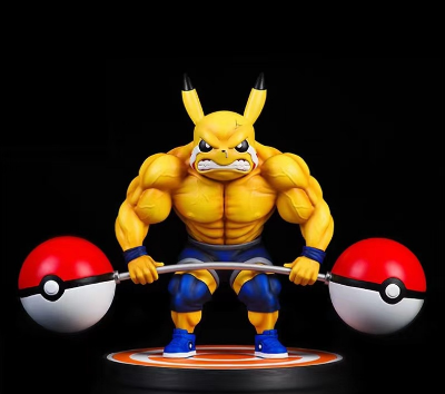 14cm Japan Anime Pokemon Pikachu Muscle Fitness Poké Ball Dumbbell Cartoon PVC Action Figures Model Dolls Toys Kids Gifts