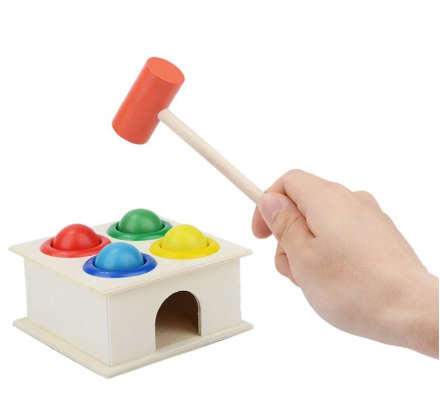 Wooden MINI Ball Game Hammer case box Educational toy Educational Learning Fun Exercise Hand