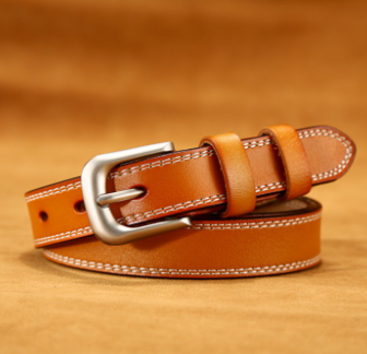 Women's Genuine Leather Belt Casual Retro Double Line Cowhide Belt For Women