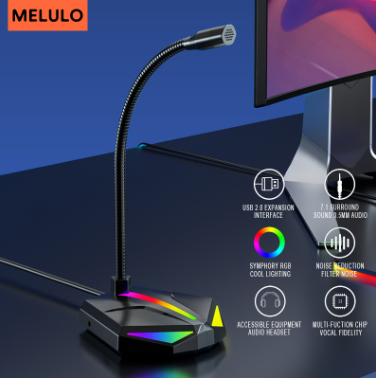 USB Computer Microphone Plug & Play Desktop Mic 360 Gooseneck Design with Mute Button for Gaming