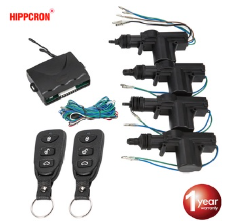 Car Door Lock Remote Control Universal Keyless Entry System Locking Kit 12V with 4 Door Lock Actuator