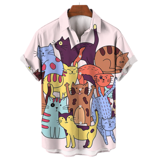 Men's Stripe Short Sleeve Shirts Simplicity Singal Color Lapel Design Shirts Men's Bussiness Casual Clothing Hawaiian Shirt For Men