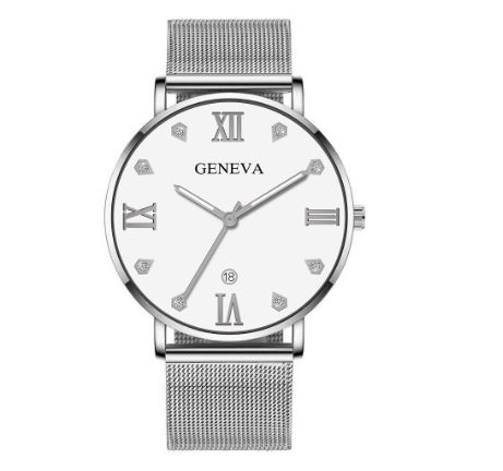 Original GENEVA Luxury Diamond Stainless Steel Waterproof Quartz Fashion Watch for men's Women's 10