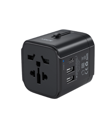 Aukey PA-TA01 1500W Travel Adapter 15W Fast Charging Plug 2*USB + 1*typeC Smart Universal Travel Charger For Phones, Computers