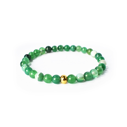 Jade Stone Bracelet with 18K Gold Plated Bead