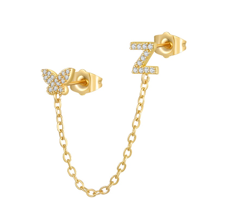Minimalist Style Fashion Tassel Butterfly Letter Combination Earrings 26 English Letter Earrings Earrings Earrings Z