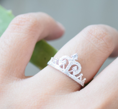 Italy Sterling Silver Crown Child Adjustable Ring