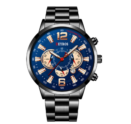 Fashion Mens Sports Watches Men Stainless Steel Quartz Wrist Watch Calendar Luminous Clock Man Business Casual Leather Watch 5