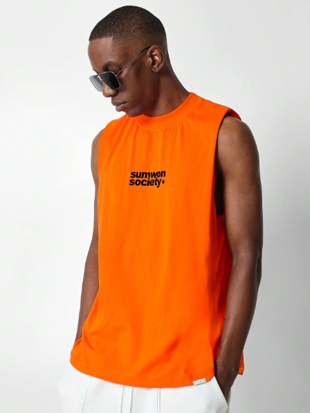 SUMWON Regular Fit Sleeveless Tank Top With Graphic Print