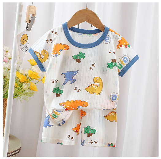 Baby Summer Casual Short-Sleeved Suit Baby Cotton Short-Sleeved  Shorts Suit Baby T-shirt Suit T1